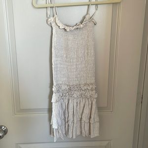 Tan Linen Ruched Dress